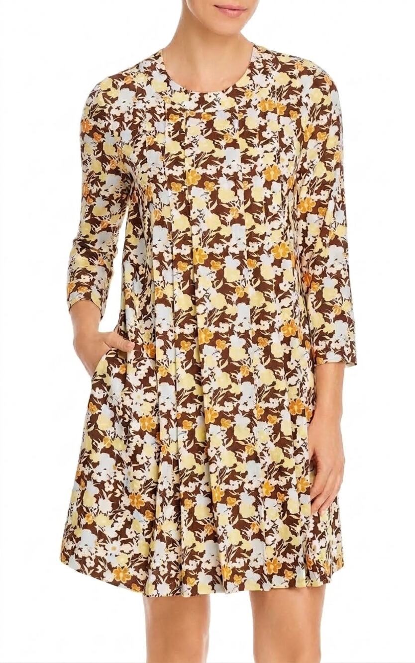 Tory Burch Floral Dress Challis Silk Wool Shift 3/4 Sleeve Reverie Size 2
